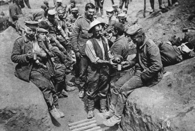 Wounded German Prisoners: A Soldier Distributing Water by English Photographer